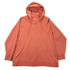 Athleta Hoodie Women L Large Peach Pullover Cotton Blend Stretch Long Sleeve